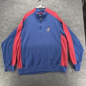 Three Square Sweatshirt Mens XL Blue 1/4 Zip Pullover Pockets Embroidered KU